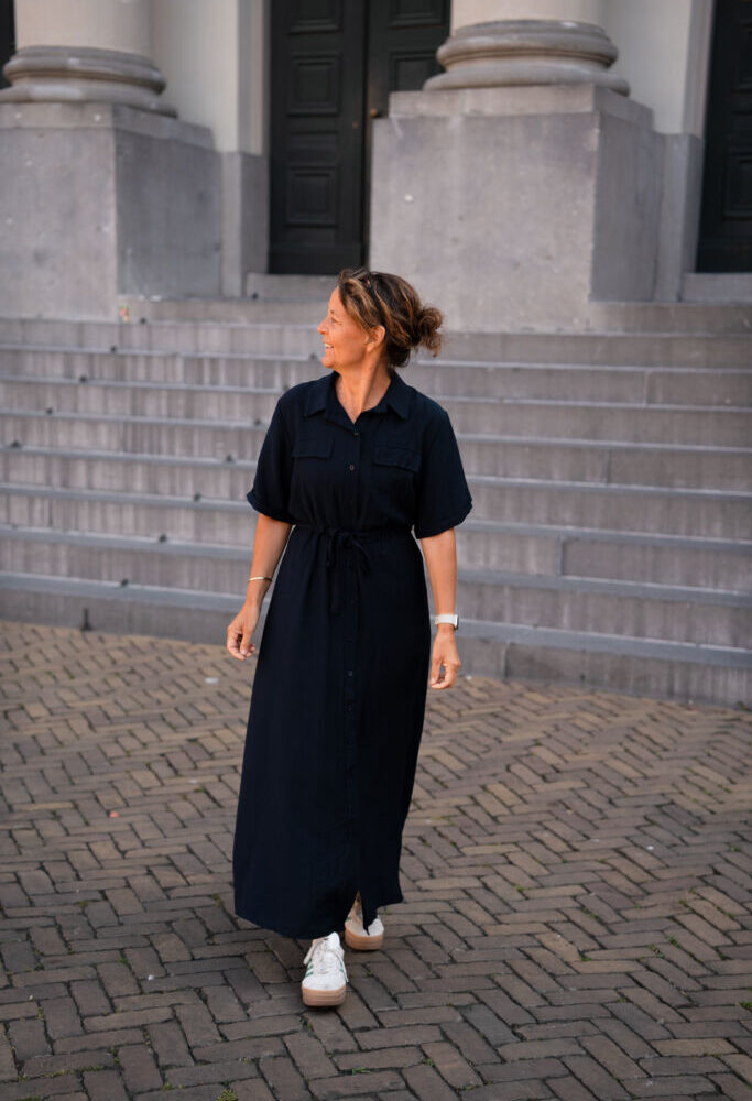 navy azzurro floor dress
