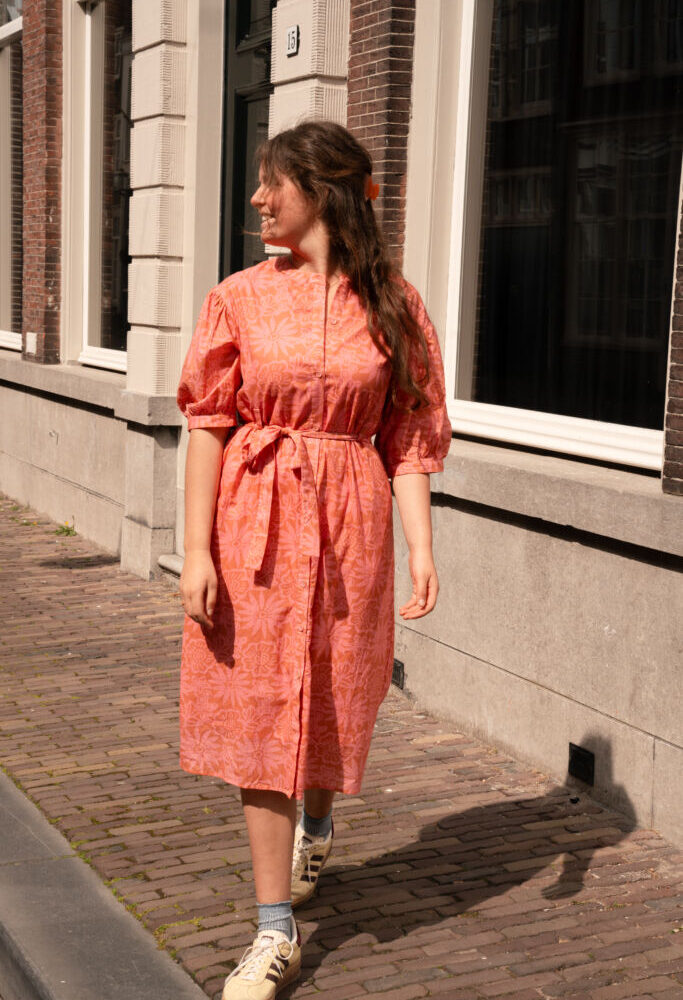 Callie flower dress brown/pink Lot