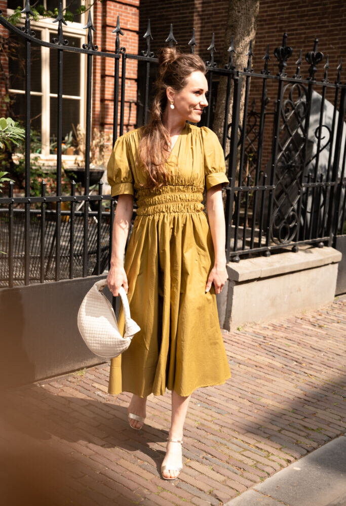 Olive dress smocked Sofie