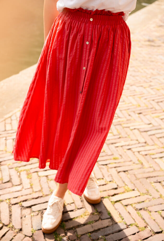 Atelier red/pink striped skirt