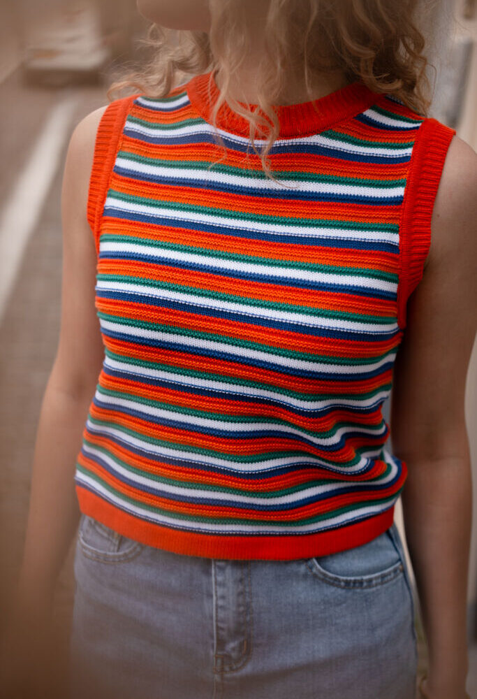 Daphne striped top orange