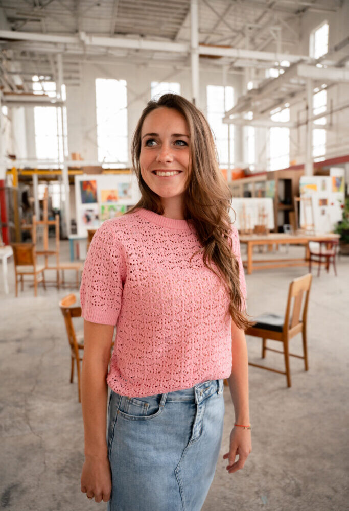 Daphne braided top shirt pink