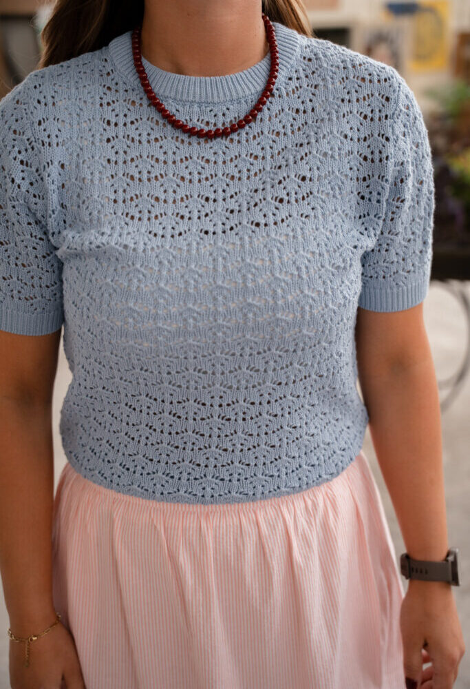Daphne braided top shirt blue