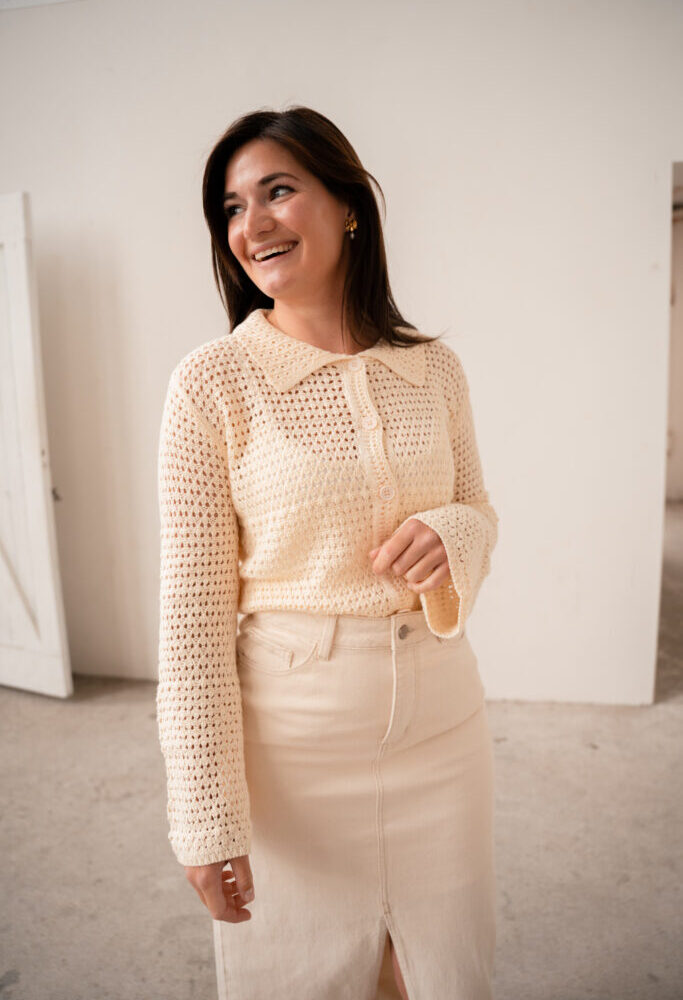 Lucy cardigan top beige Eva