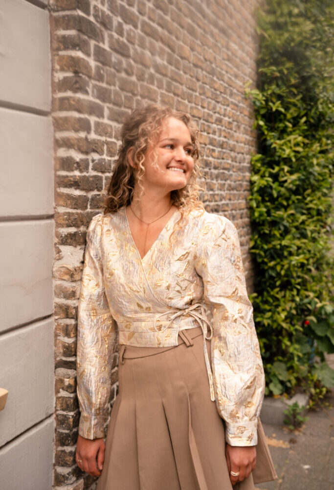 Charm gold beige wrap top