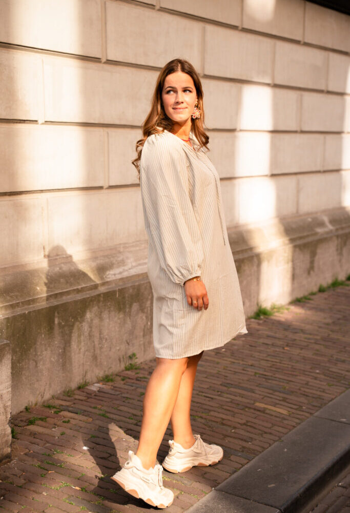 Azzurro stripe dress suze green