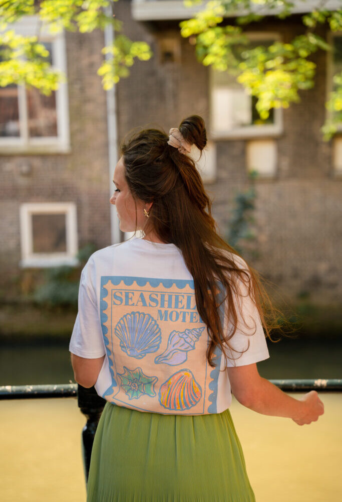 Seashell shirt blue retro cotton