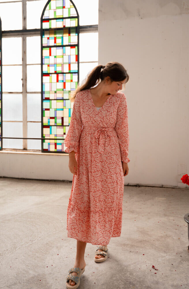 golden live dress pink rust joliet dress vibe