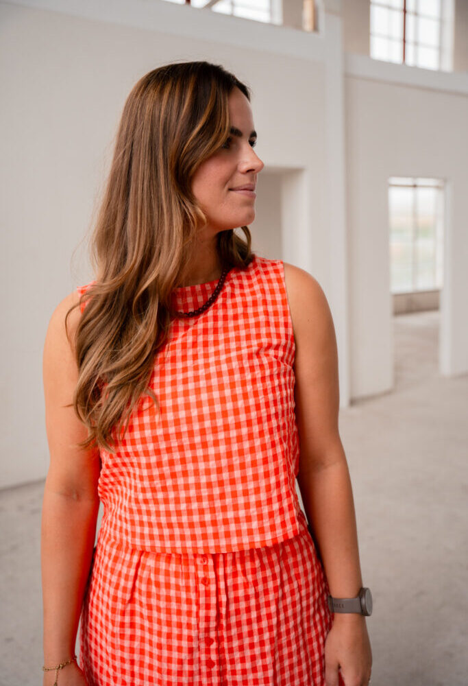 atelier block top pink red vieve