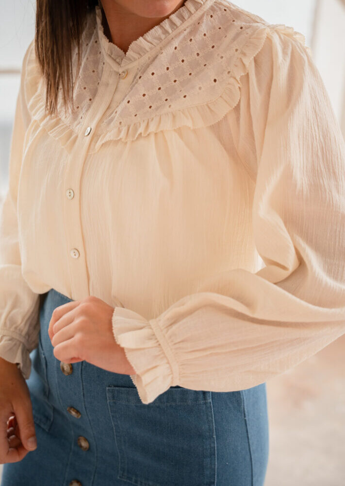 creme char blouse