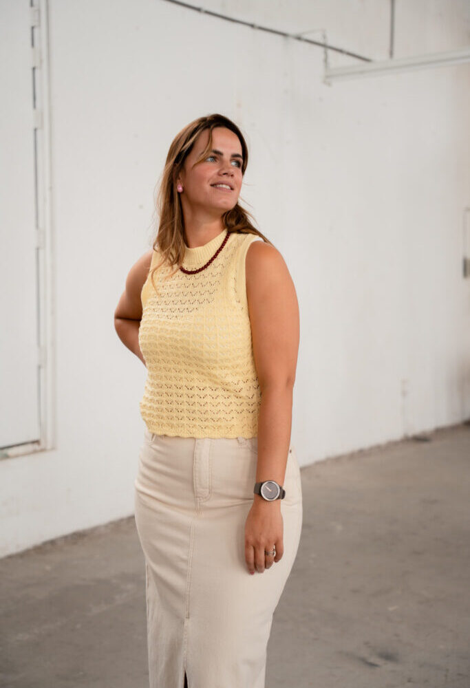 Daphne braided top sleeveless yellow
