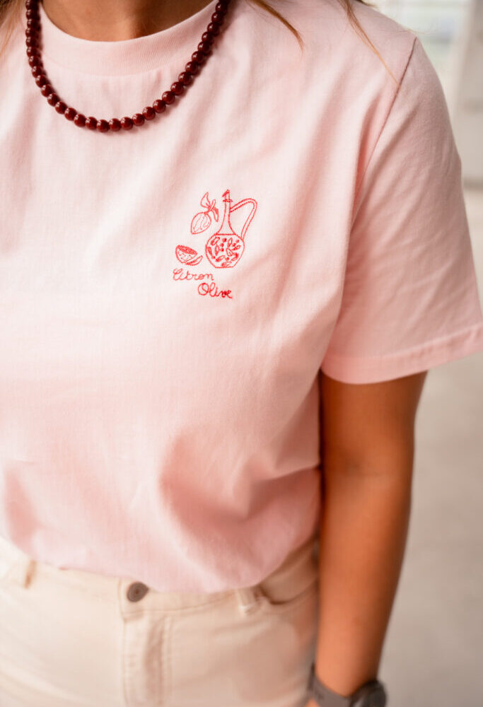 call shirt pink red citron