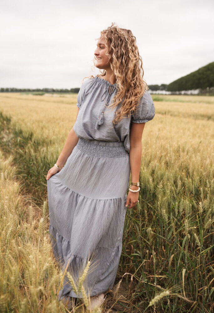 set tan boho blue