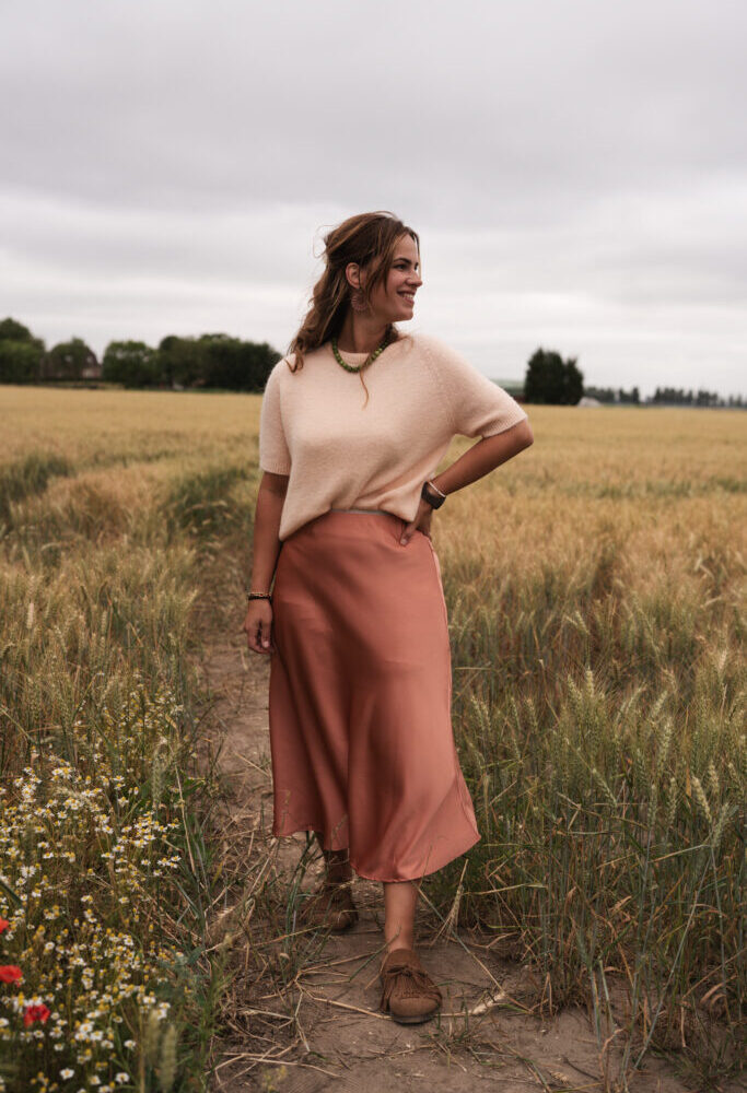 Satin skirt Fien peach