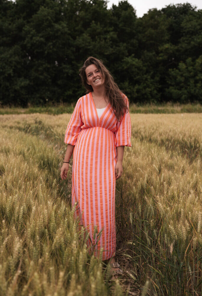 jummel stripe dress orange-pink