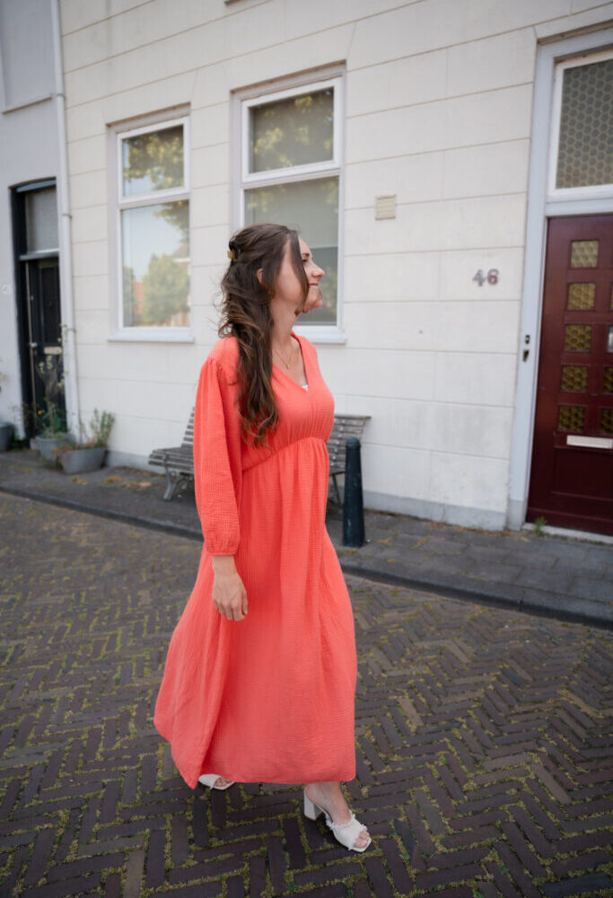 Ellen dress cotton Caro koraal