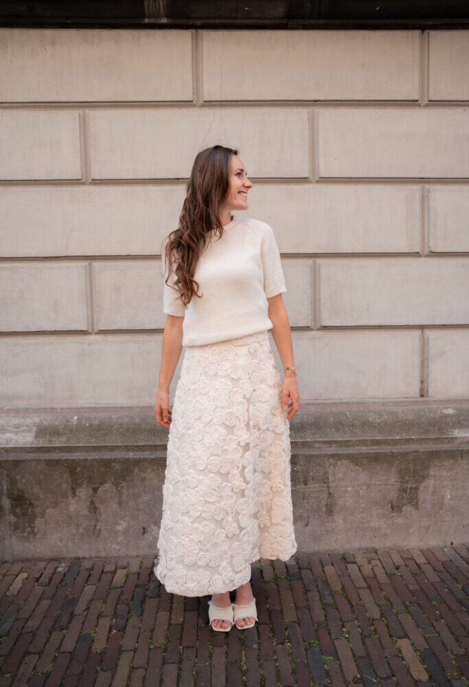 wedding skirt creme flowers