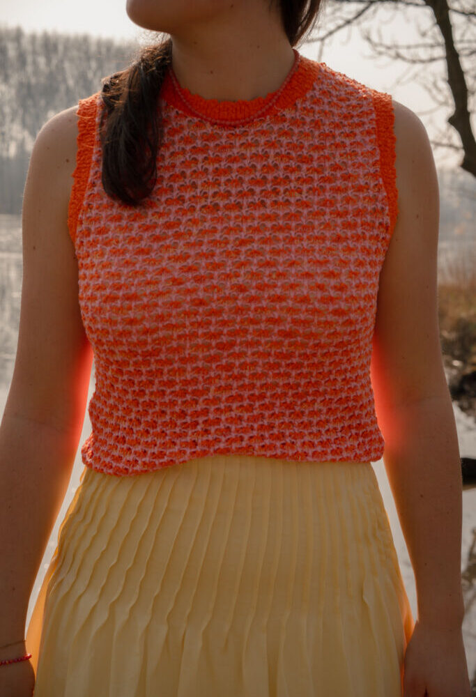 Daphne crochet top 1586 Jasmijn pink/orange