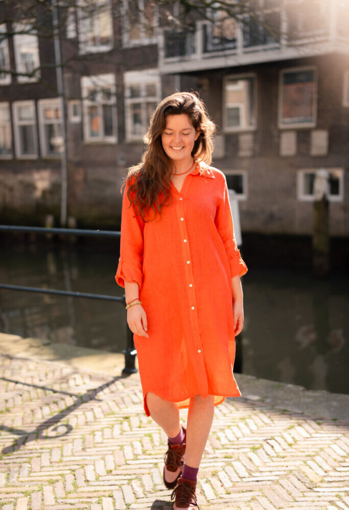 enfola dress linnen 06659 coral