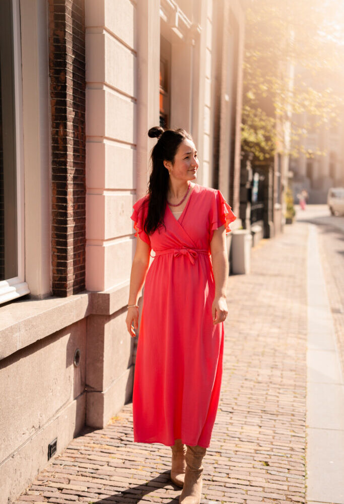 4023 dress long marloeke fuchsia