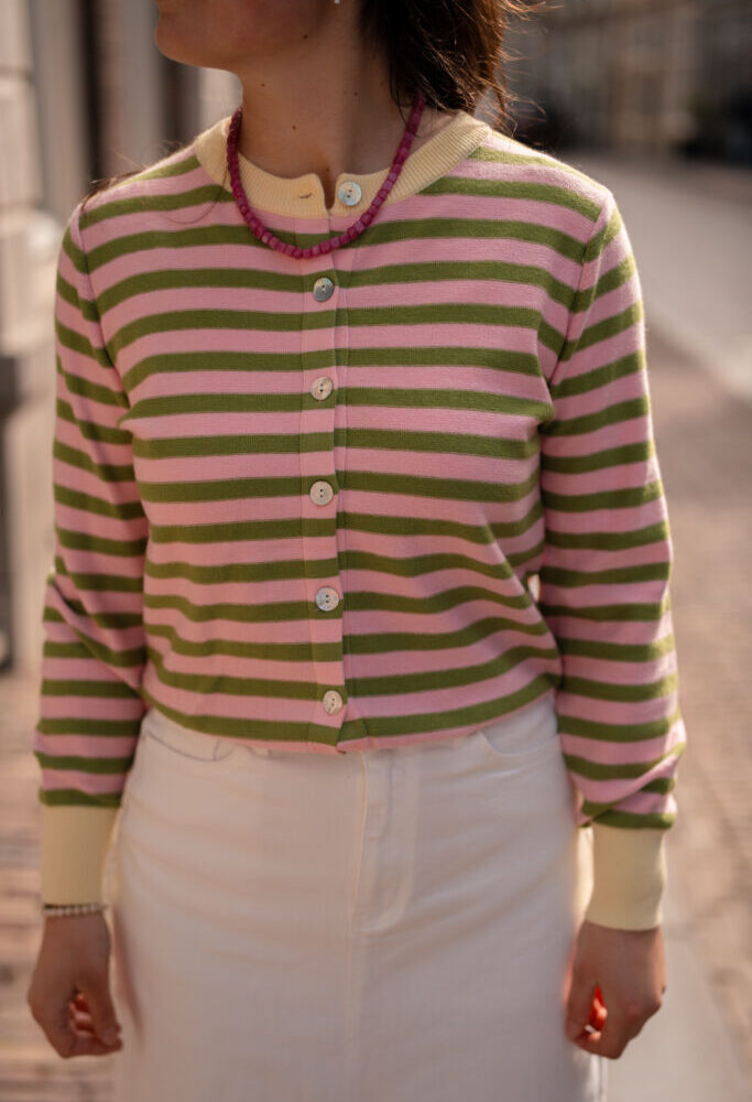 2623 musy cardigan stripes vert/pink/yellow