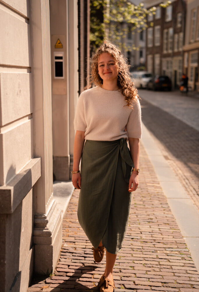 Linnen wrap skirt Maria army