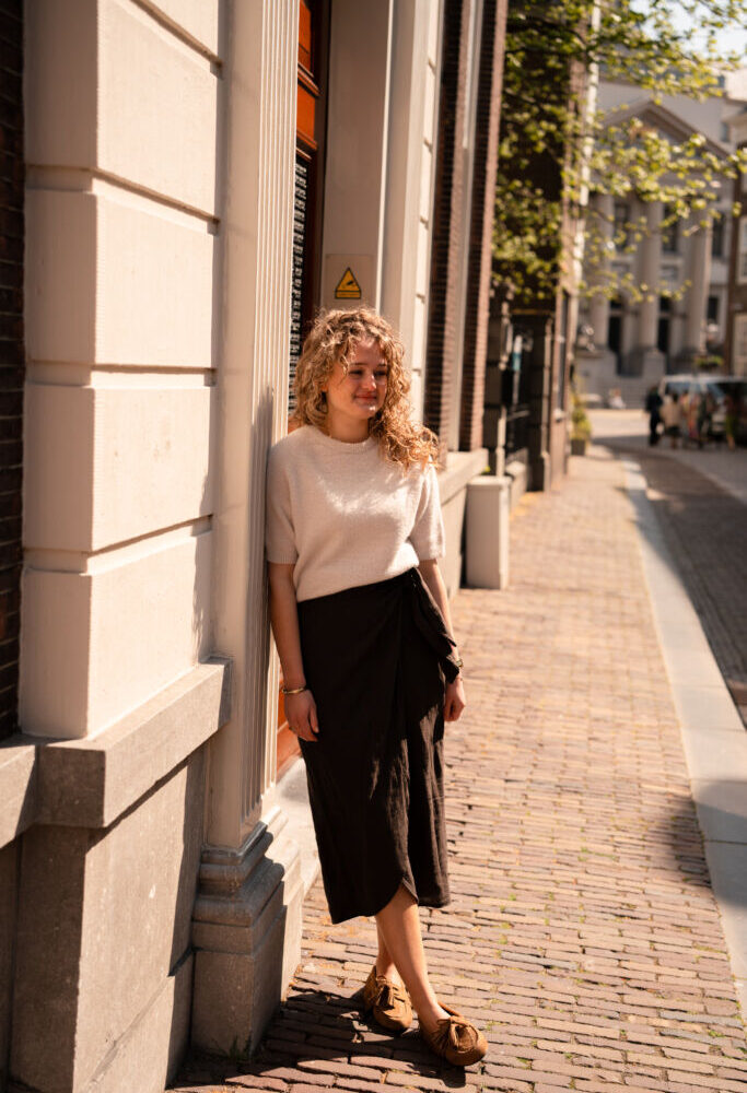 Linnen wrap skirt Maria brown