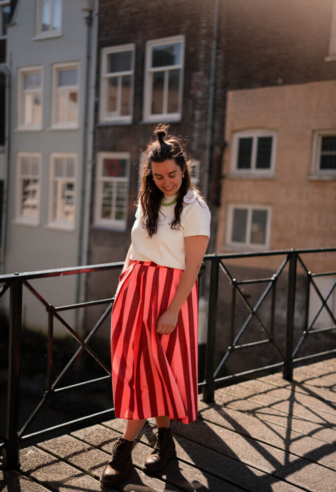 lovi skirt striped pink/red