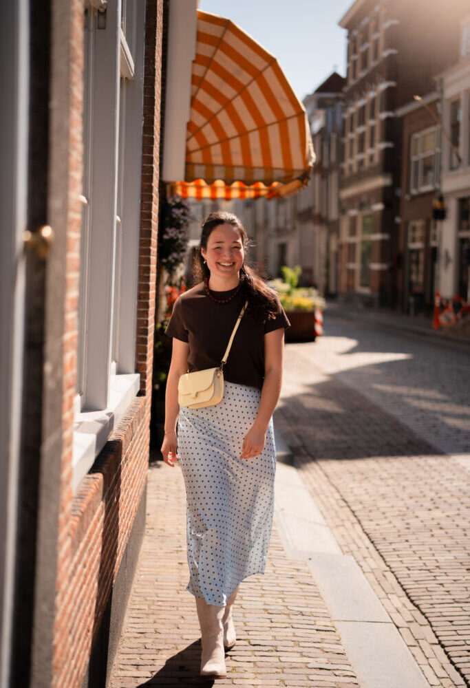 pin skirt satin dots blue/brown