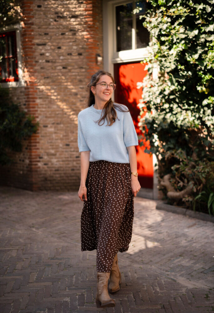 Paris coffee plissé skirt 81508 dots