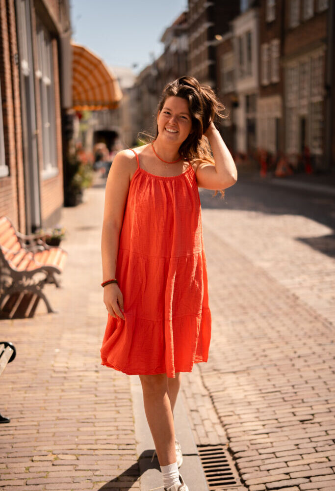 summer dress minka red peach