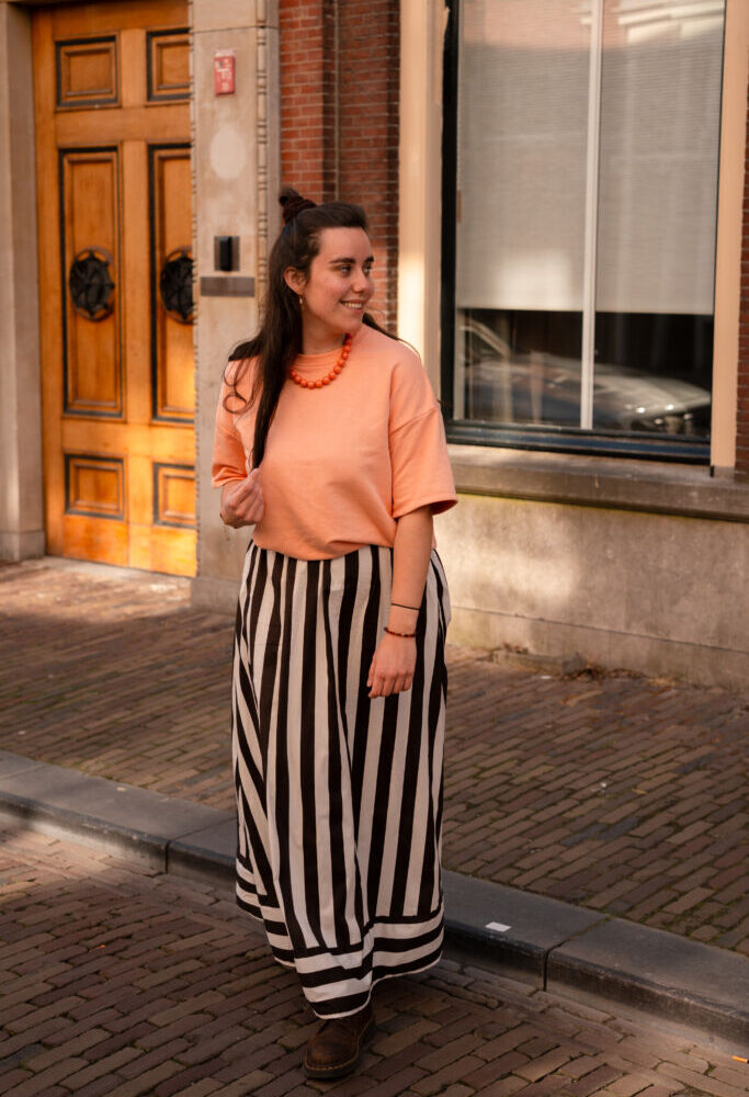 Azzurro 8407 skirt beige/brown stripe meri