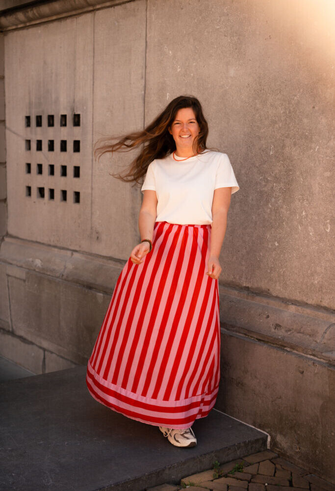 Azzurro 8407 skirt red/pink stripe meri