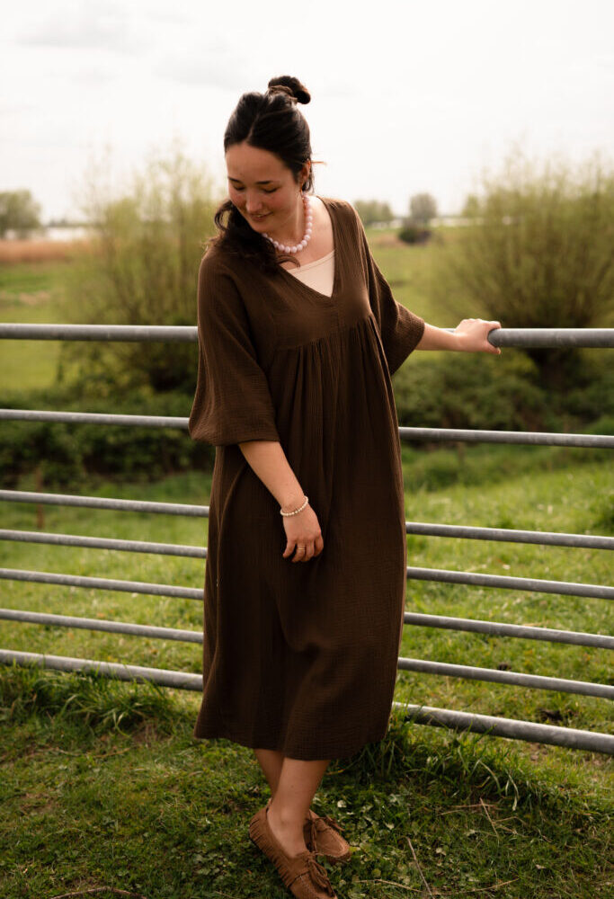 Ellen dress cotton long brown