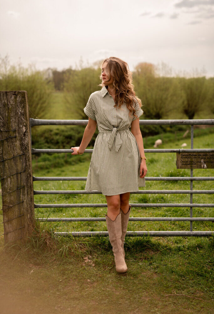 april 3309 dress khaki stripe