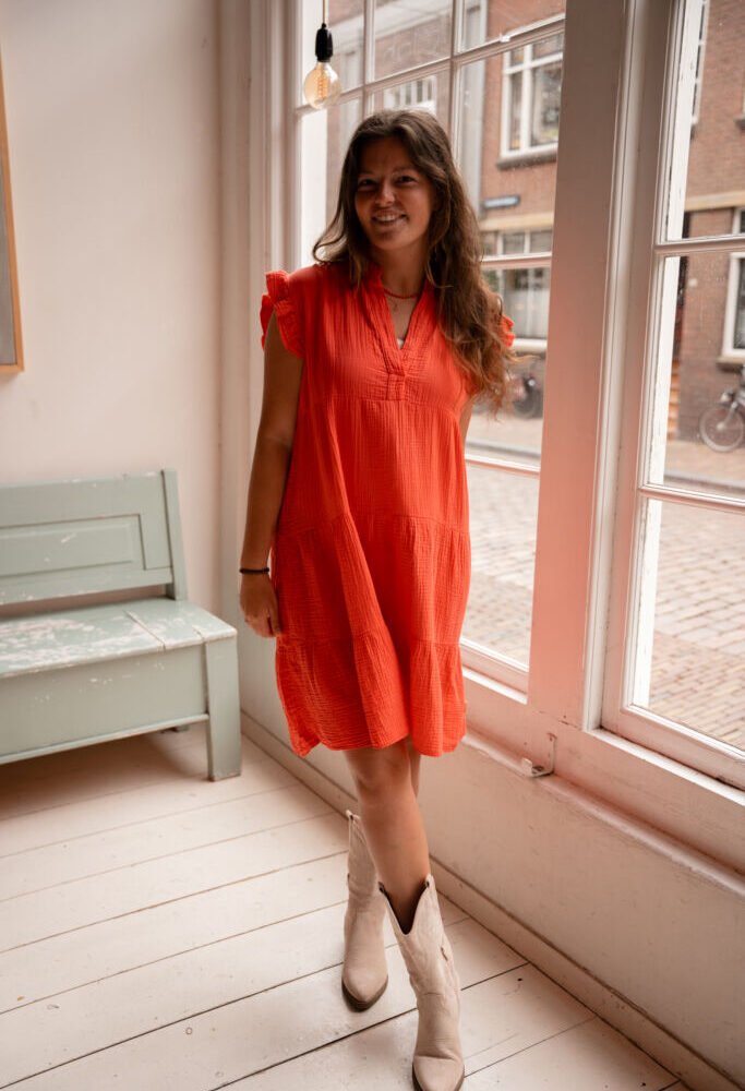 Jo waffle coral dress