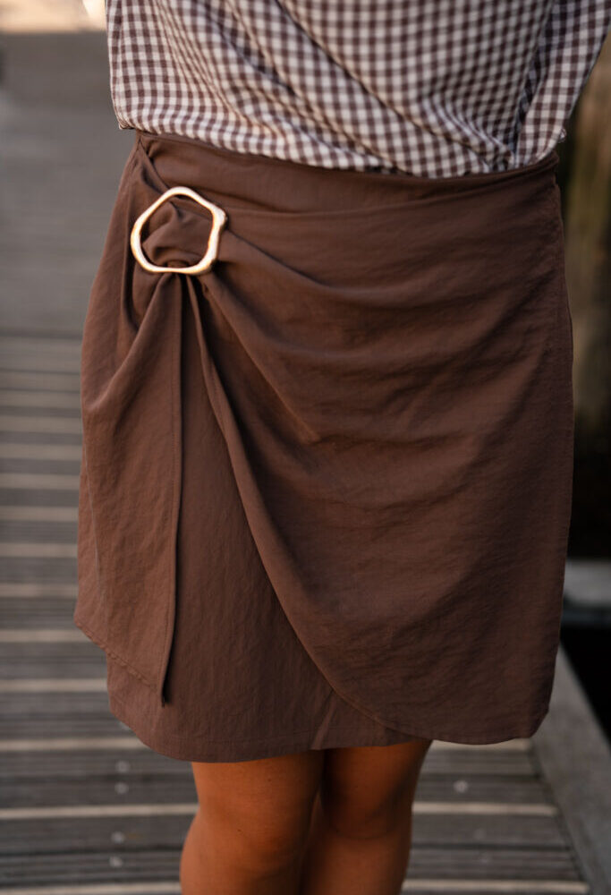 Azzurro 94108 skirt gold detail brown