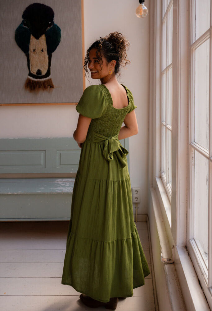 saar dress new olive bow