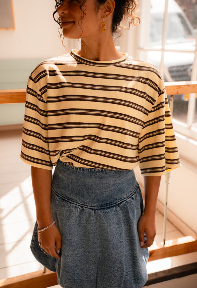 23597 stripe shirt jaune/brown