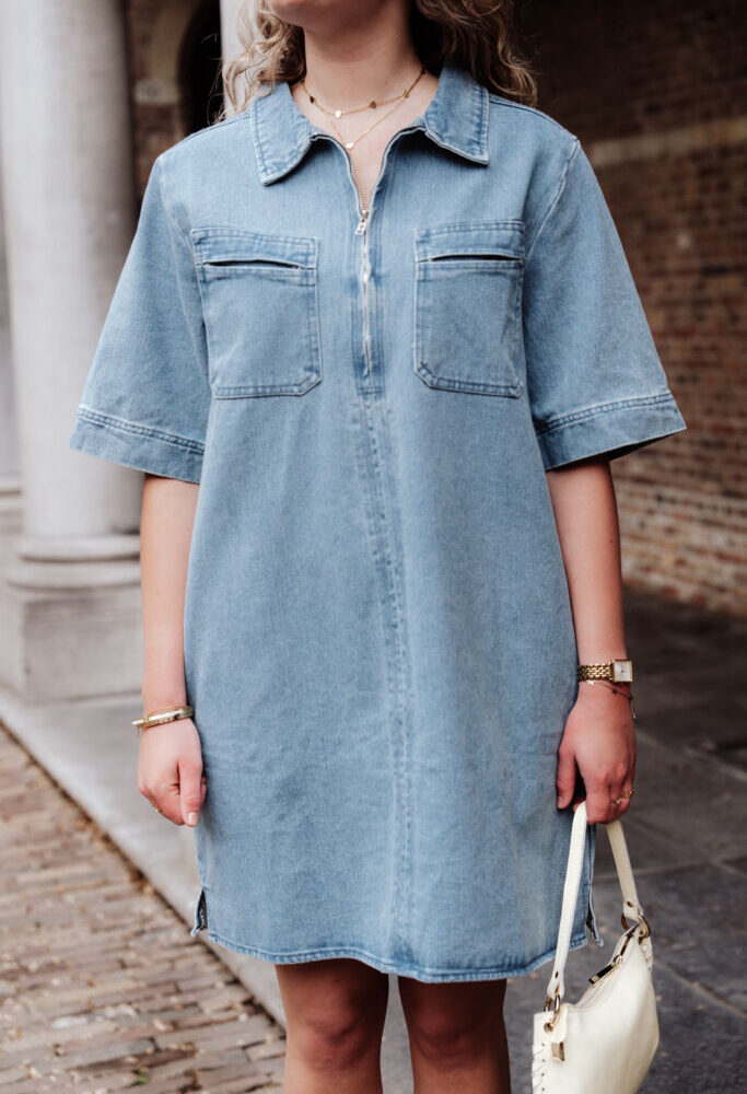 Azzurro 95240 denim dress zipper blue wash