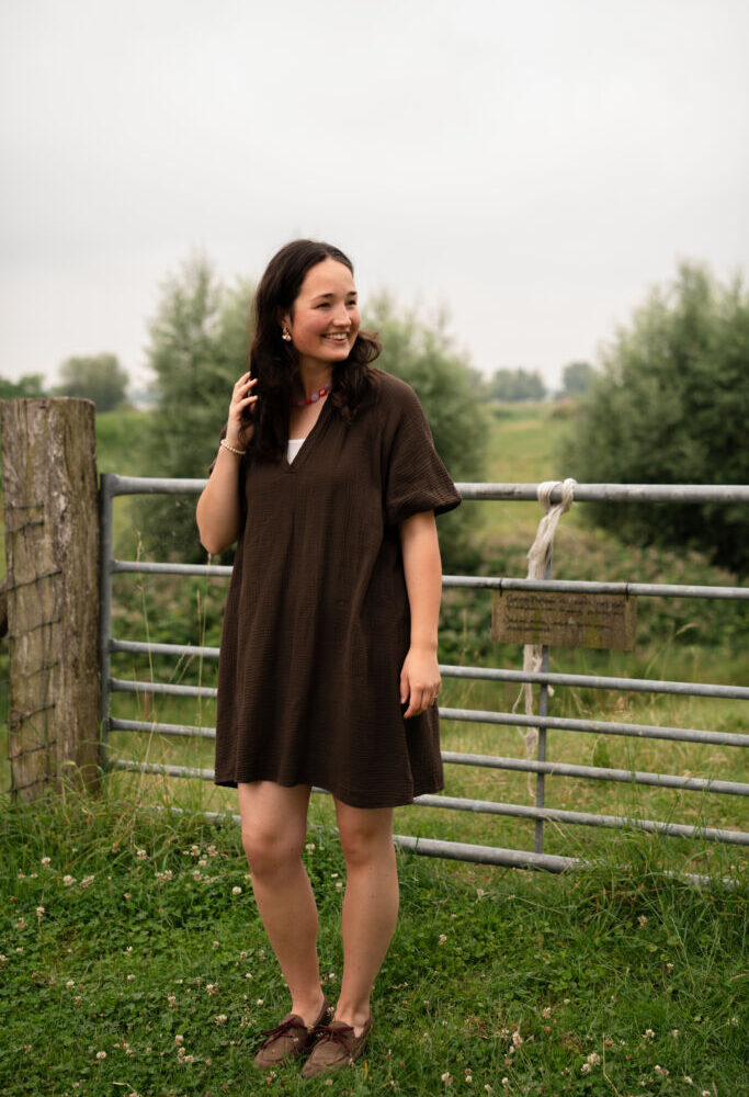 waffle dress maud brown