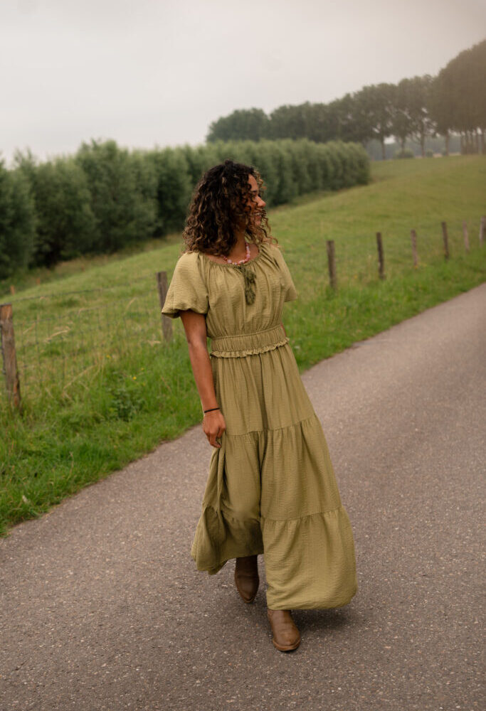 Crete dress long olive