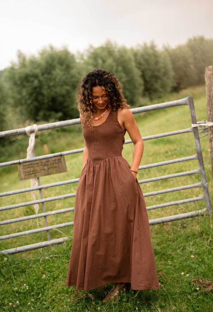 19750 choco dress long lien