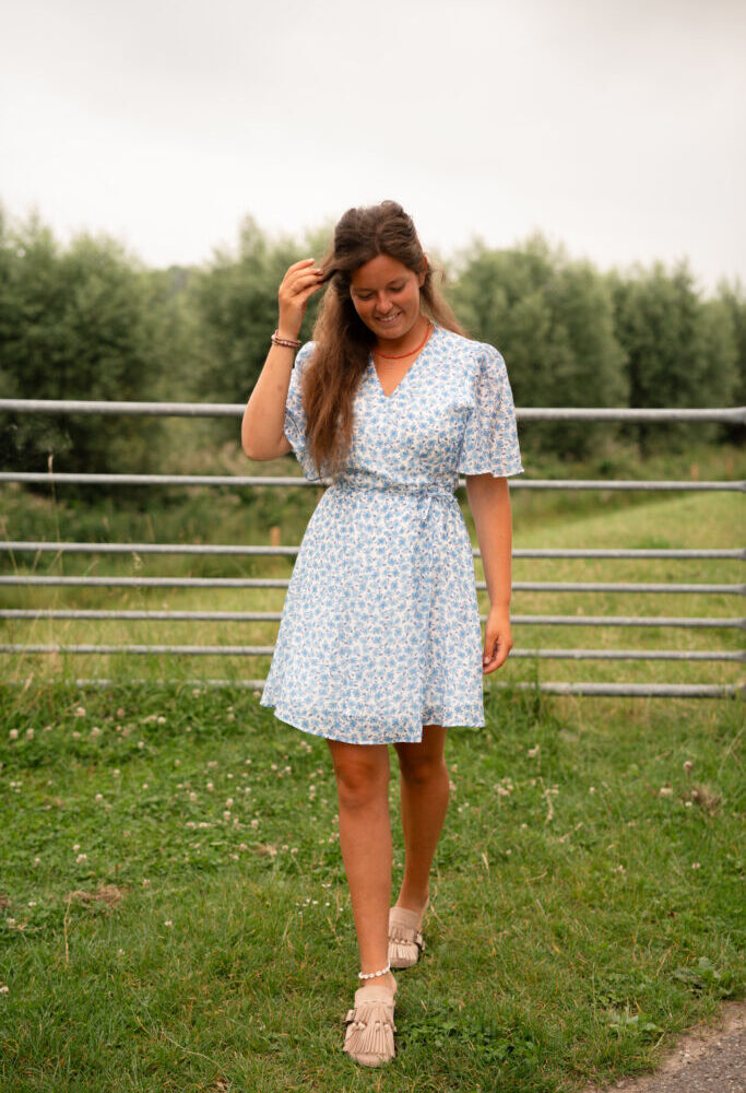 majo 29627 dress bostone blue flower