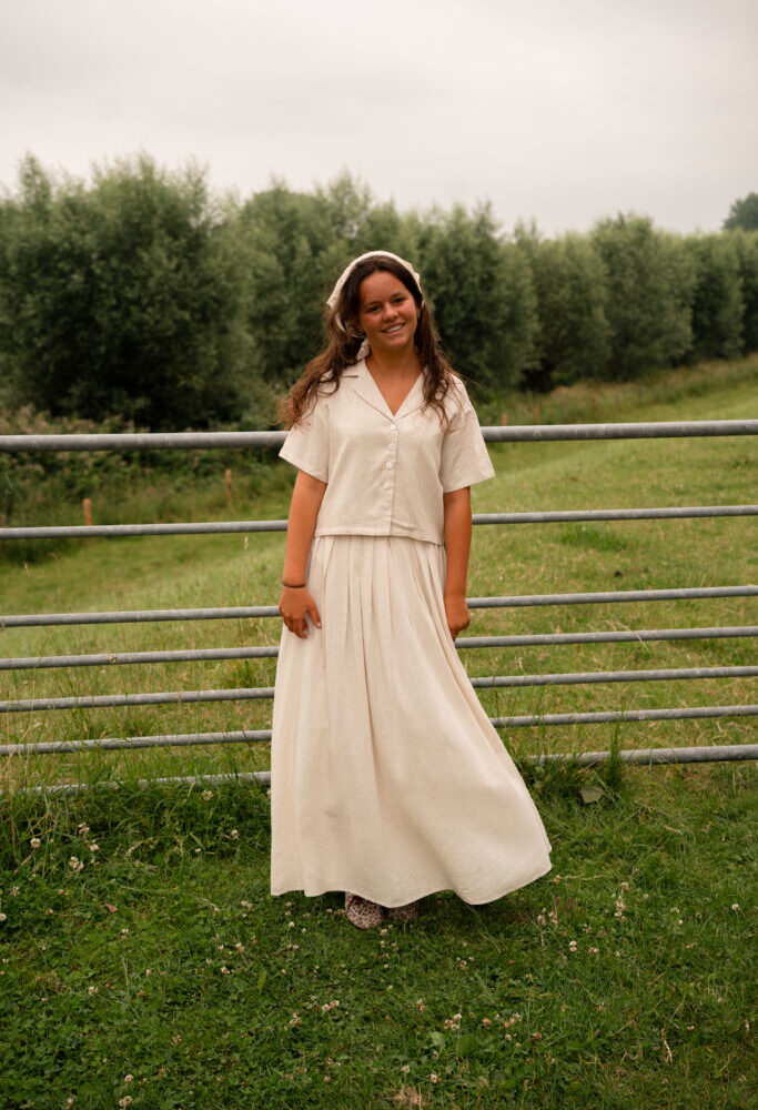 3116 skirt elena wide linnen beige