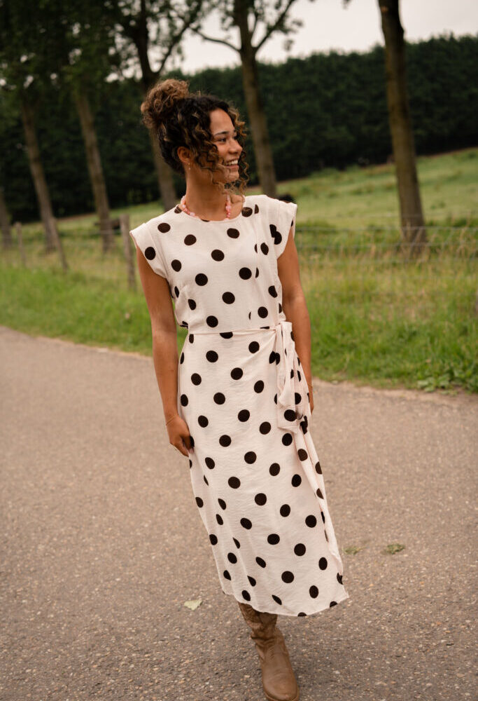 8659 dot long dress azzurro lefkas beige