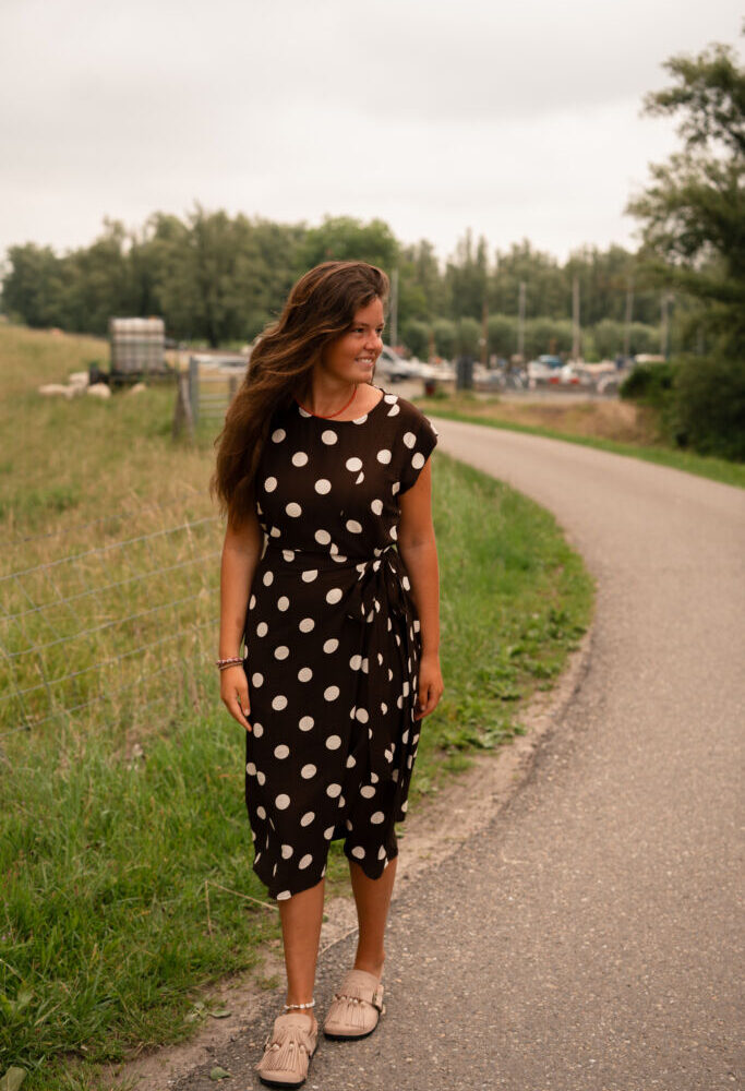 8659 dot long dress azzurro lefkas brown