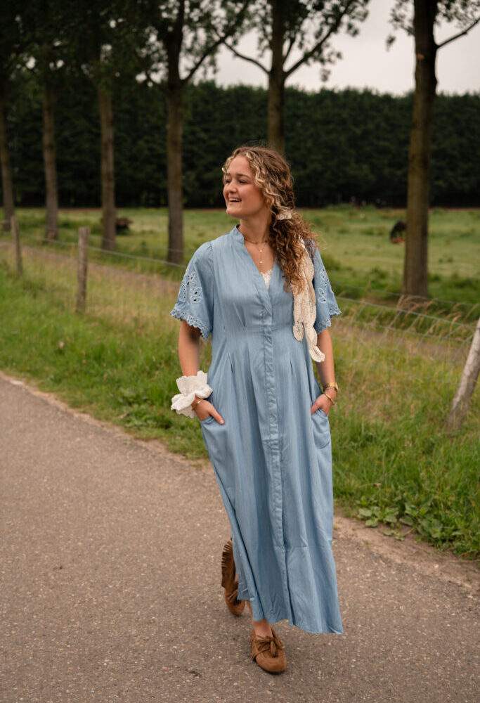 95271 azzurro bleu dress long maartje
