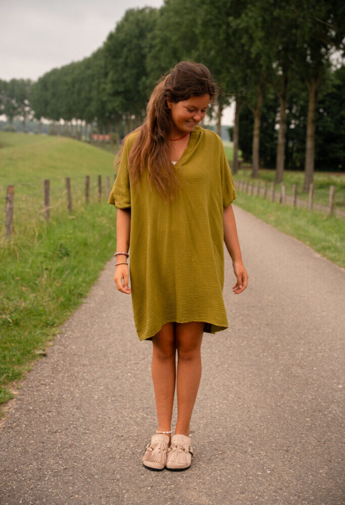 waffle dress maud olive
