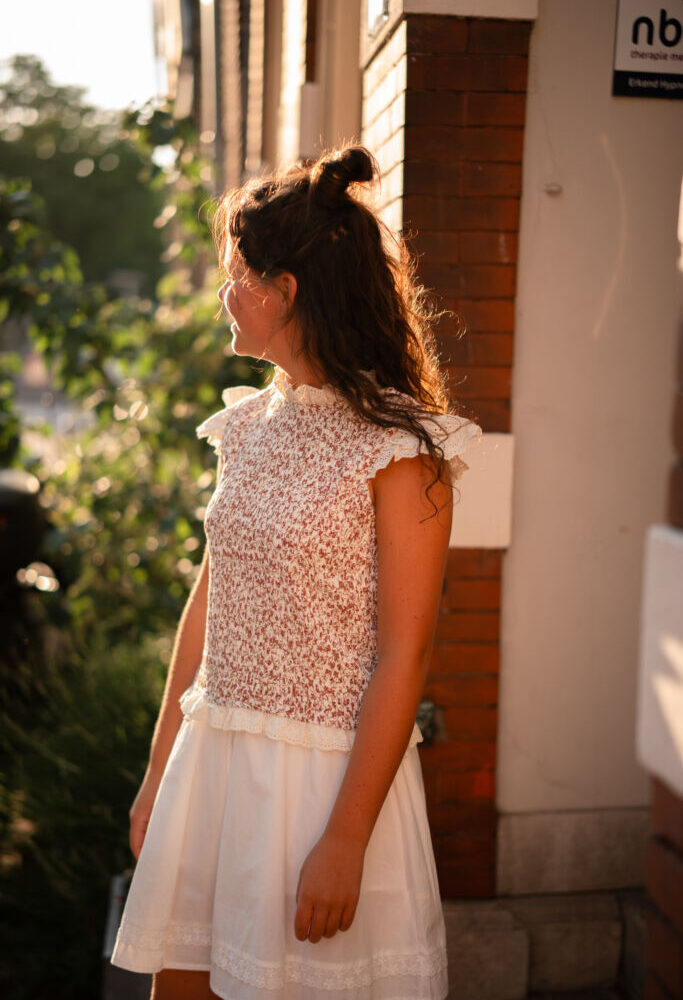 6215-1 top smocked beige/rouge